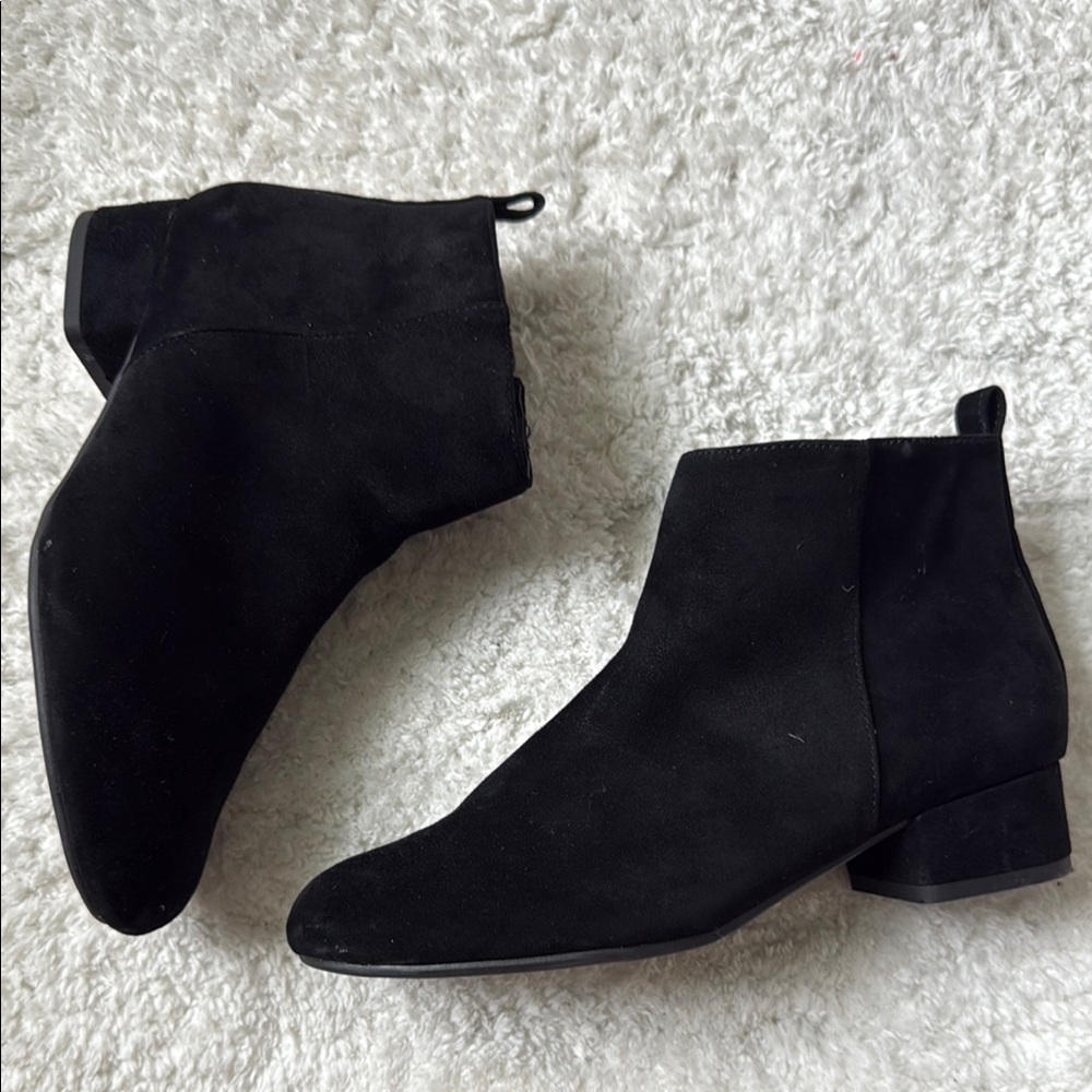 GB Girls Black Ankle Boots with Suede Finish